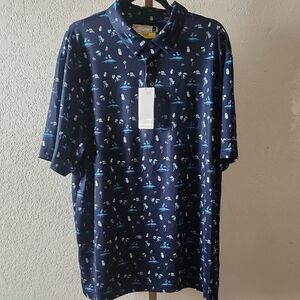 Stylish Navy Polo Shirt with Pattern